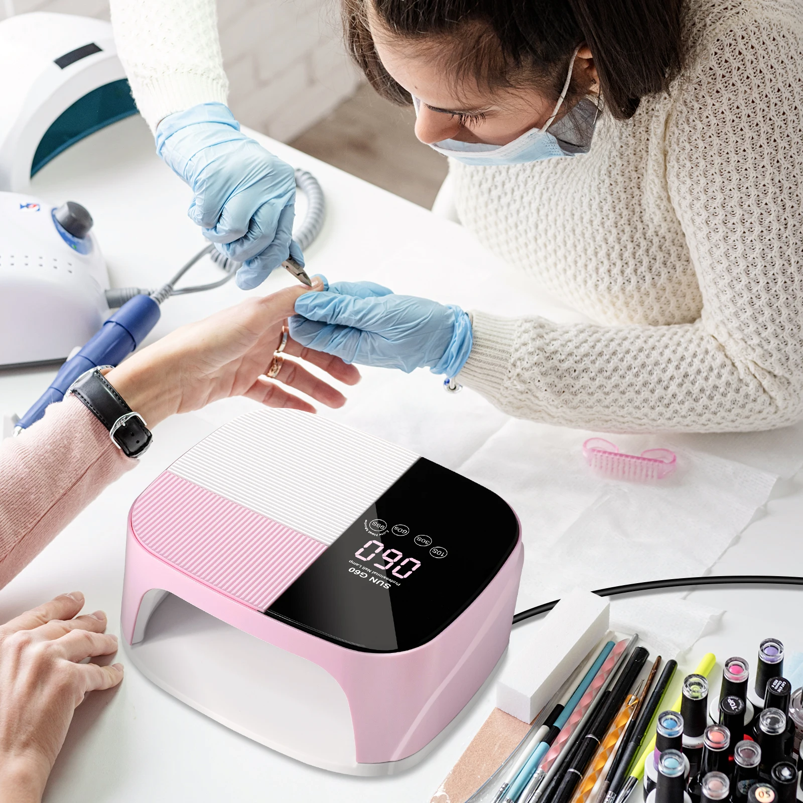 288W Rechargeable Nail Lamp 45 UV LEDs Gel Nail Light With 4 Timers LCD Display Quickly Curable Gel Nail Polish LED Dryer Tools
288W Rechargeable Nail Lamp 45 UV LEDs Gel Nail Light With 4 Timers LCD Display Quickly Curable Gel Nail Polish LED Dryer Tools