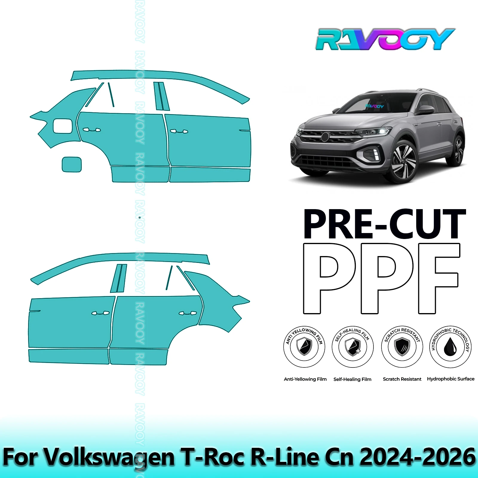 For Volkswagen T-Roc R-Line Cn 2024-2026 8.5mil Clear Matte Pre-Cut PPF Door & A/B Pillar Kit TPU Paint Protection Film Set
For Volkswagen T-Roc R-Line Cn 2024-2026 8.5mil Clear Matte Pre-Cut PPF Door & A/B Pillar Kit TPU Paint Protection Film Set