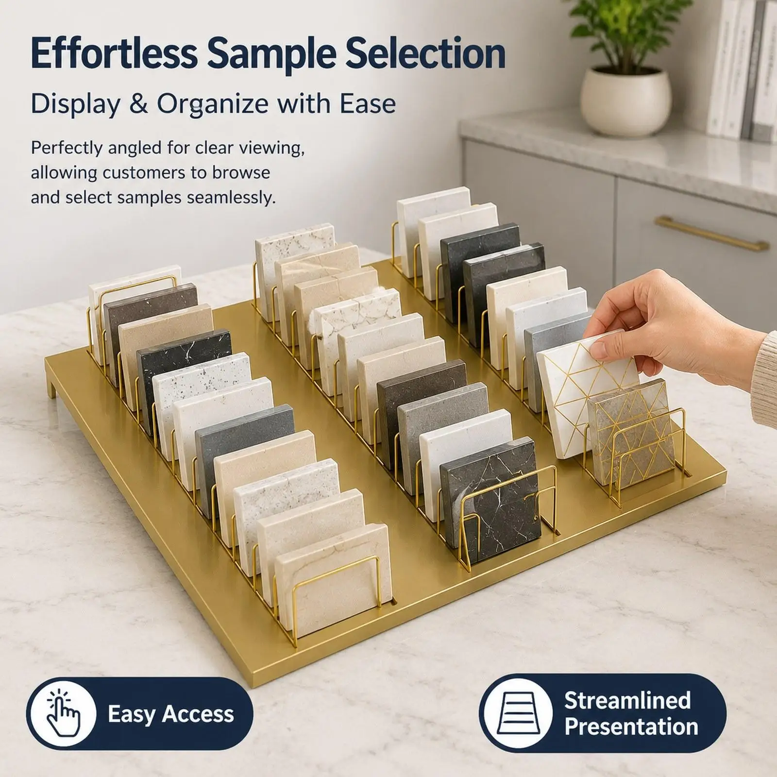 Large Capacity Desktop Tile Sample Display Rack Portable Metal Organizer Stand for Collector Display Case Retail Showcase
Large Capacity Desktop Tile Sample Display Rack Portable Metal Organizer Stand for Collector Display Case Retail Showcase