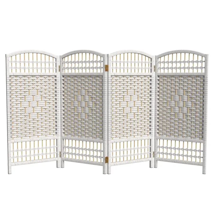 3 ft. Short Fiber Weave Folding Screen White 4 Panels
3 ft. Short Fiber Weave Folding Screen White 4 Panels