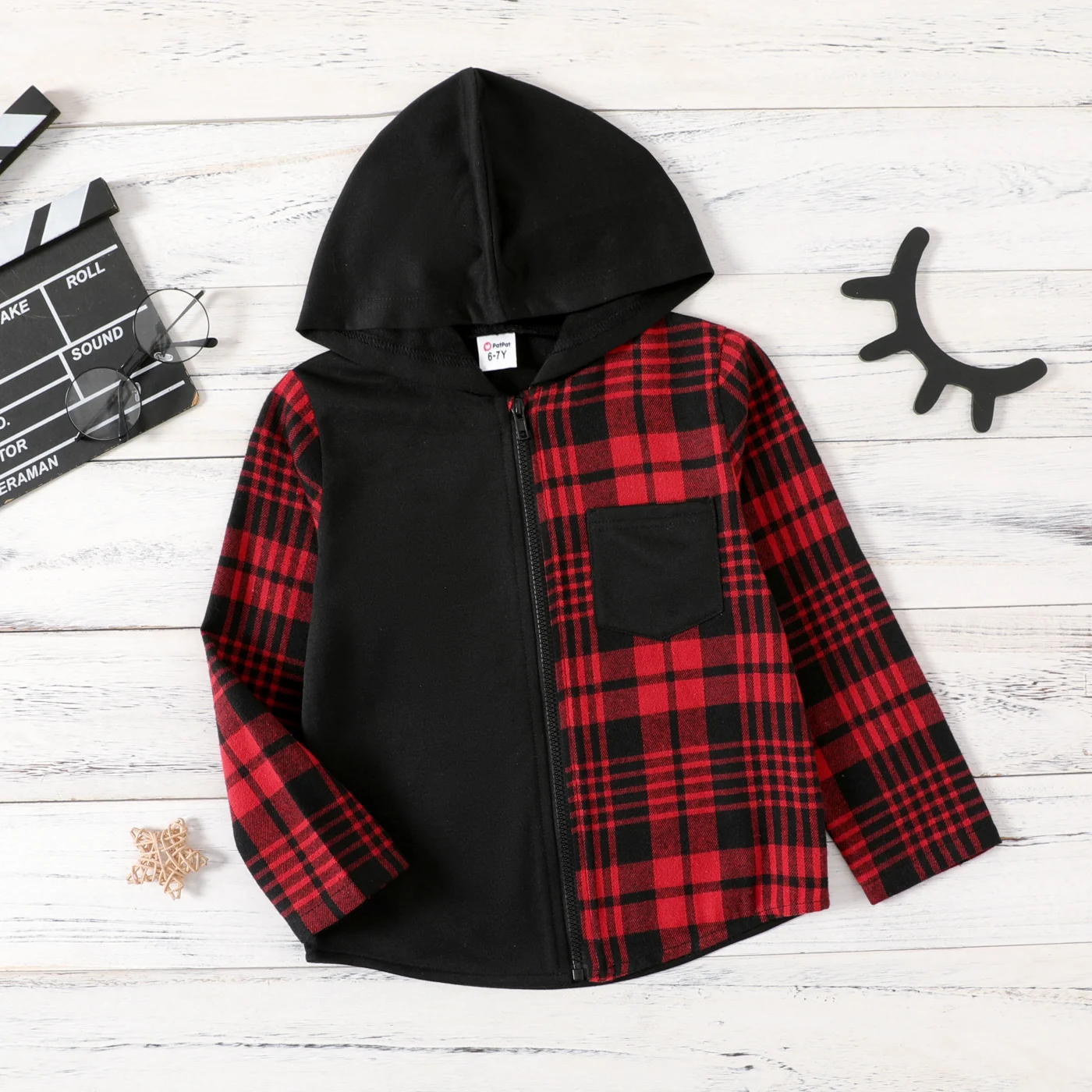 Kid Boy Plaid Colorblock Zipper Hooded Jacket
Kid Boy Plaid Colorblock Zipper Hooded Jacket