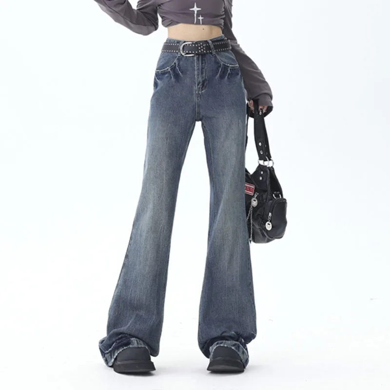 High-waisted Blue Flared Denim Pants For Women y2k Style Chic Pocket Chic Vintage Streetwear Jeans Female Clothing 2023
High-waisted Blue Flared Denim Pants For Women y2k Style Chic Pocket Chic Vintage Streetwear Jeans Female Clothing 2023