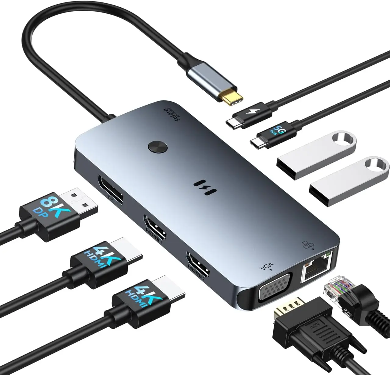 10-in-1 USB C Docking Station Dual Monitor Adapter for Windows, Triple 4K Display, 8K DP, 100W PD, Ethernet
10-in-1 USB C Docking Station Dual Monitor Adapter for Windows, Triple 4K Display, 8K DP, 100W PD, Ethernet