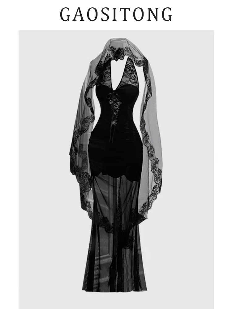 Black Lace Wedding Dress V-Neck Tulle Wrap Bodycon Fish Tail Skirt Spring Summer GAOSITONG Christmas Women's Clothing
Black Lace Wedding Dress V-Neck Tulle Wrap Bodycon Fish Tail Skirt Spring Summer GAOSITONG Christmas Women's Clothing