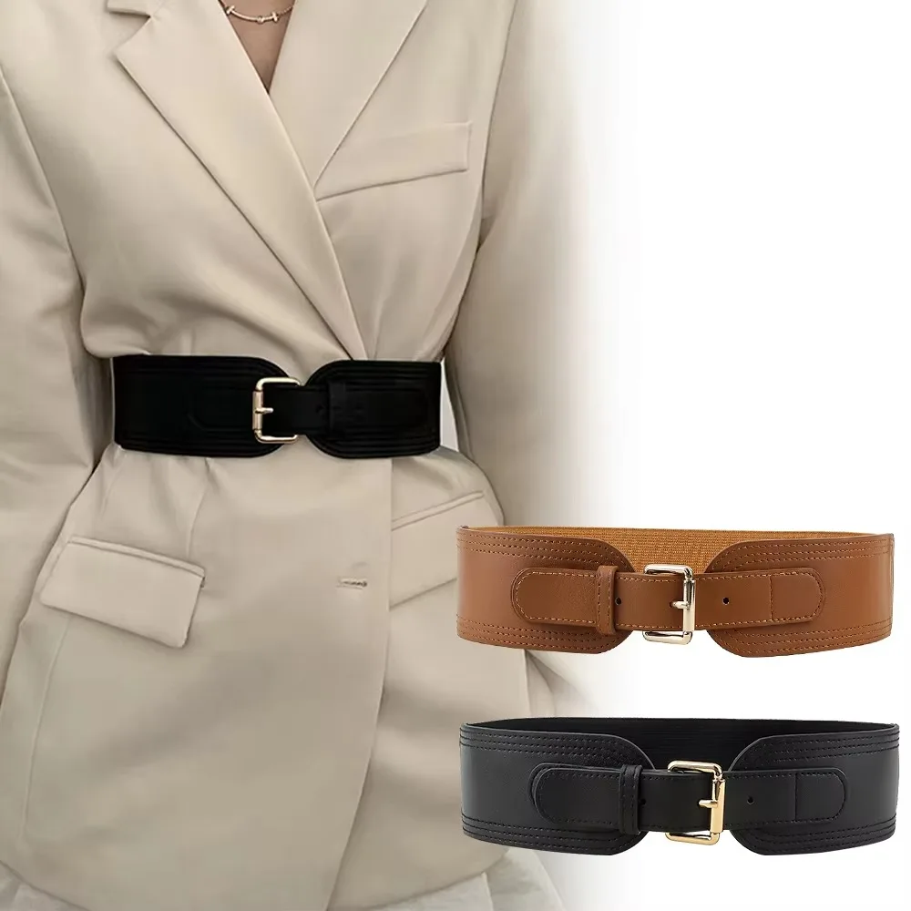 Fashion Adjustable Elastic Waist Belt Square Pin Buckle High Elastic Stretch Wide Belt Women’s Cummerbunds for Dresses & Coat
Fashion Adjustable Elastic Waist Belt Square Pin Buckle High Elastic Stretch Wide Belt Women’s Cummerbunds for Dresses & Coat