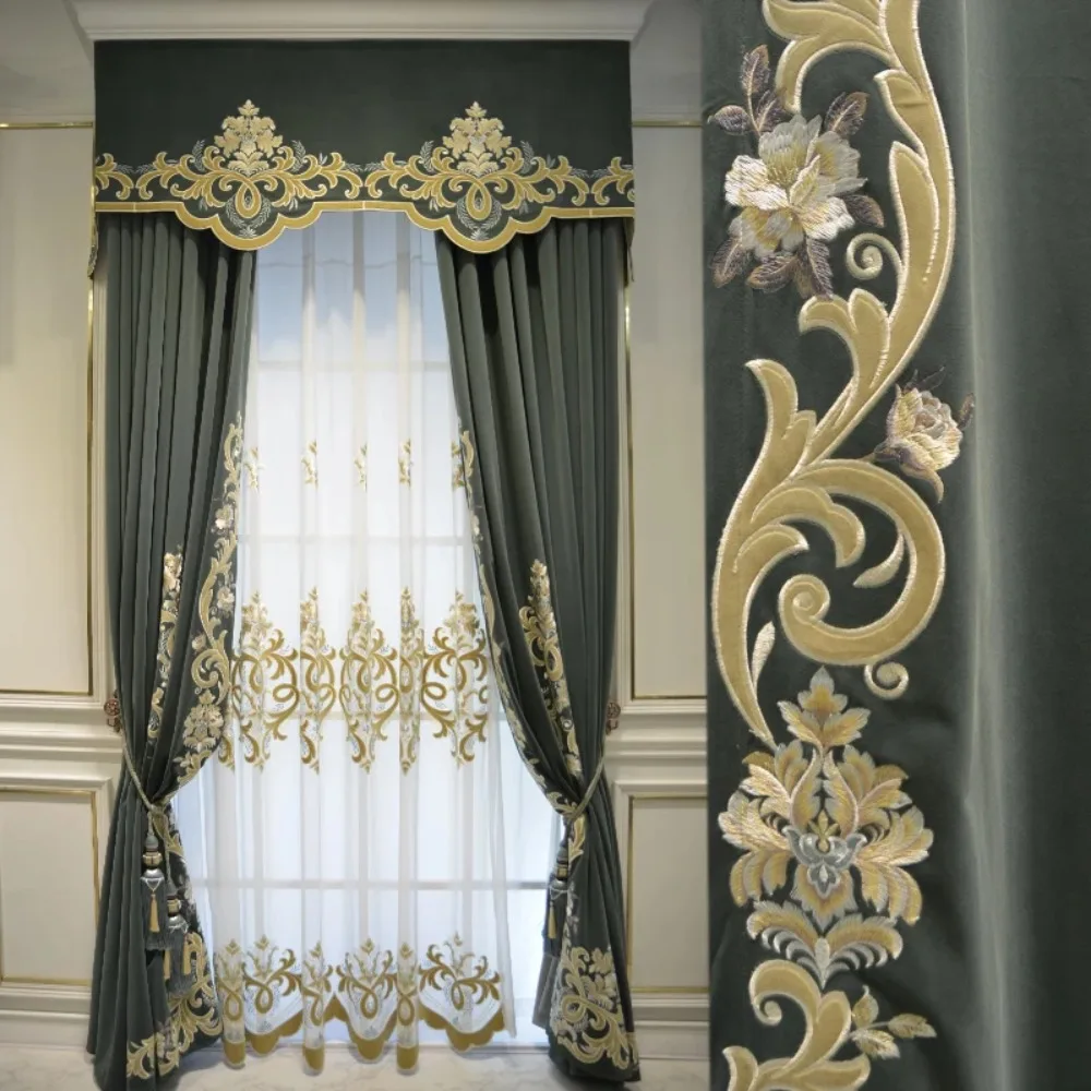 Luxury European French Flannelette Embroidery Flowers High-end Atmosphere Curtain For Living Room Bedroom Customized Curtains
Luxury European French Flannelette Embroidery Flowers High-end Atmosphere Curtain For Living Room Bedroom Customized Curtains