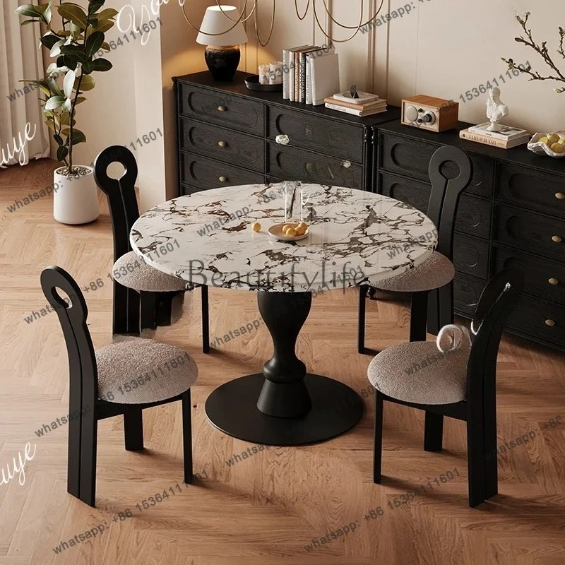 Marble French Simple Dining Table Home Small Apartment Retro Round Solid Wood Designer Model
Marble French Simple Dining Table Home Small Apartment Retro Round Solid Wood Designer Model
