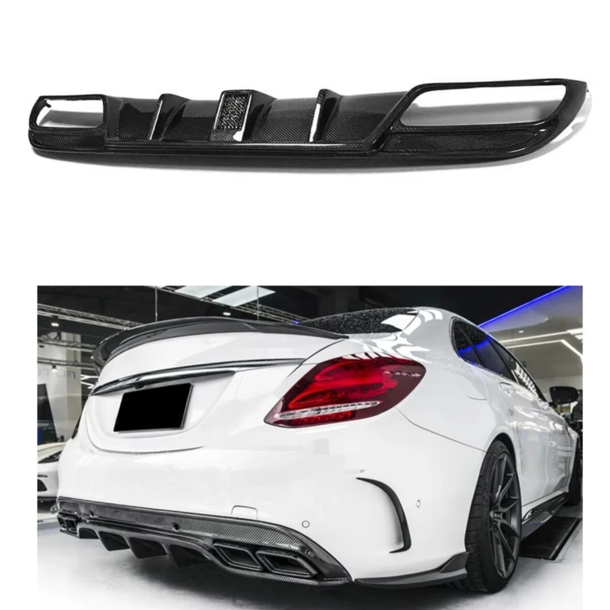 FD Style Carbon Fiber Rear Diffuser for C Class W205 4-door Sports 2015-2018 with Light Rear Bumper Diffuser
FD Style Carbon Fiber Rear Diffuser for C Class W205 4-door Sports 2015-2018 with Light Rear Bumper Diffuser