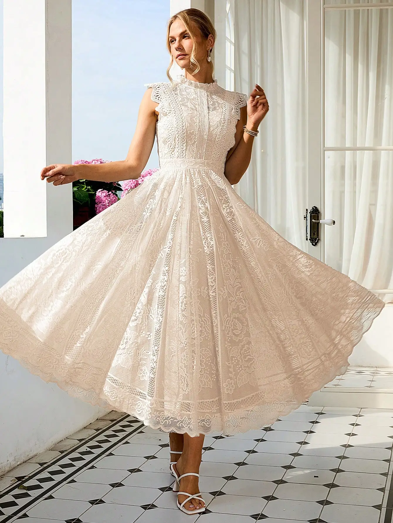 Ivory Floral Lace High-Neck Flared Midi Dress For Women – Timeless Elegance For Weddings, Parties, And Summer Celebrations
Ivory Floral Lace High-Neck Flared Midi Dress For Women – Timeless Elegance For Weddings, Parties, And Summer Celebrations