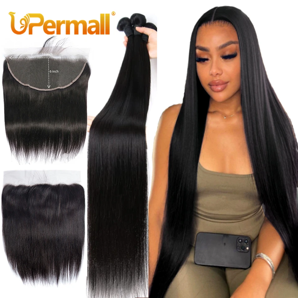 Upermall 2/3/4 Remy Straight Human Hair Bundles With Frontal 13x6 Brazilian Transparent Pre Plucked Lace Closure and Bundle 10A
Upermall 2/3/4 Remy Straight Human Hair Bundles With Frontal 13x6 Brazilian Transparent Pre Plucked Lace Closure and Bundle 10A