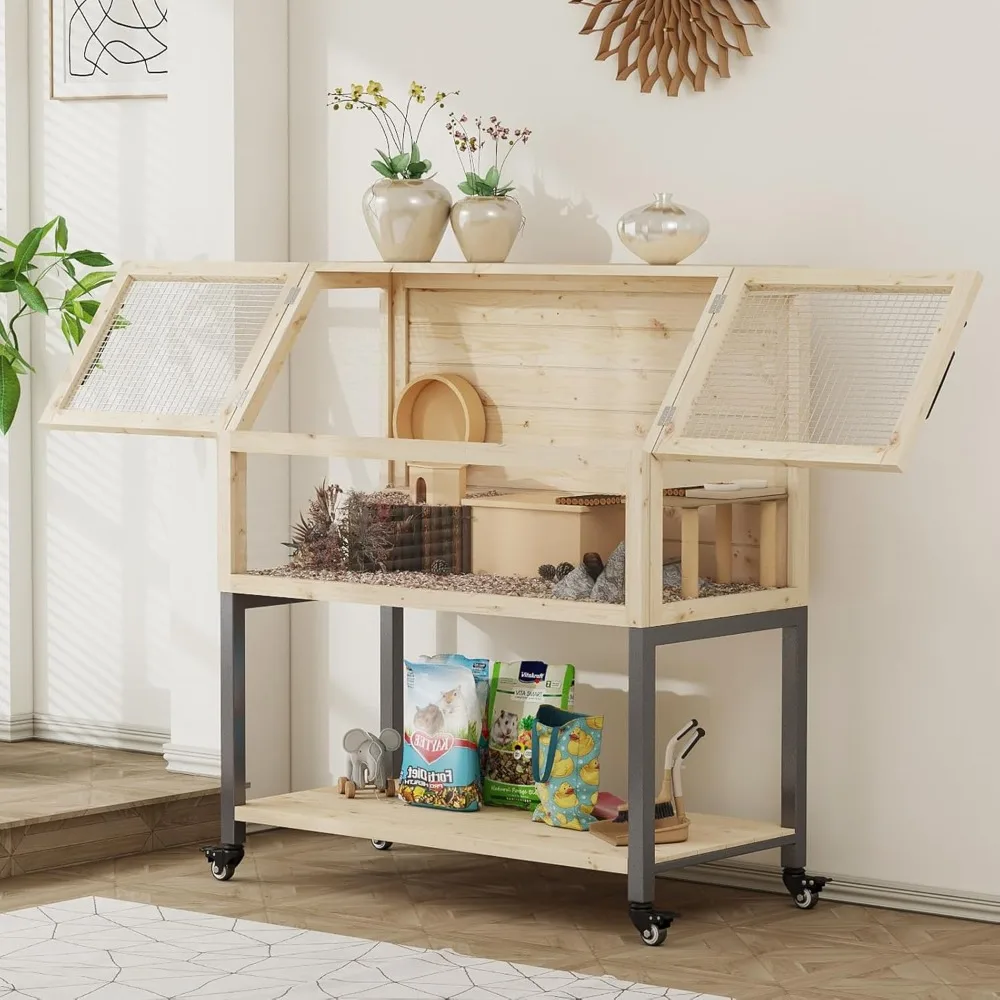 Wooden Hamster Cage with Storage Shelf, Small Animal Cage for Guinea Pig,Rat,Hedgehog,Chinchilla,Large Transparent Gerbil Cage a
Wooden Hamster Cage with Storage Shelf, Small Animal Cage for Guinea Pig,Rat,Hedgehog,Chinchilla,Large Transparent Gerbil Cage a