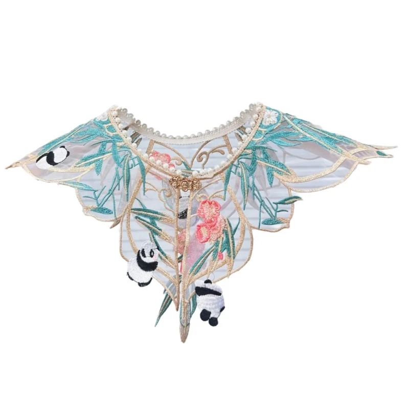 Embroidery Panda Leaf Neckwear Capelet Fairy Shawl Wrap Detachable False Collar
Embroidery Panda Leaf Neckwear Capelet Fairy Shawl Wrap Detachable False Collar