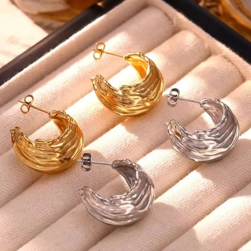 Fashion Irregular Texture Dangle Earrings For Women Stainless Steel C Shape Gold Plated Statement Earrings Daily Trendy Jewelry
Fashion Irregular Texture Dangle Earrings For Women Stainless Steel C Shape Gold Plated Statement Earrings Daily Trendy Jewelry