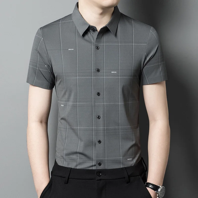Men's Ice Silk Thin Short Sleeve Shirt Casual Lightweight Business Cool Feeling Slim Fit Printed Elastic Fabric Summer Shirt
Men's Ice Silk Thin Short Sleeve Shirt Casual Lightweight Business Cool Feeling Slim Fit Printed Elastic Fabric Summer Shirt