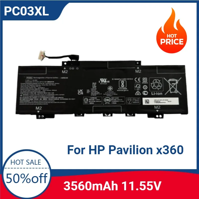 Новый аккумулятор для ноутбука HP Pavilion x360 15-er0125od 4-dw0021na PC03043XL HSTNN-OB1W TPN-DB0E, 11,55 В, 43,3 Втч, 3560 мАч
Новый аккумулятор для ноутбука HP Pavilion x360 15-er0125od 4-dw0021na PC03043XL HSTNN-OB1W TPN-DB0E, 11,55 В, 43,3 Втч, 3560 мАч