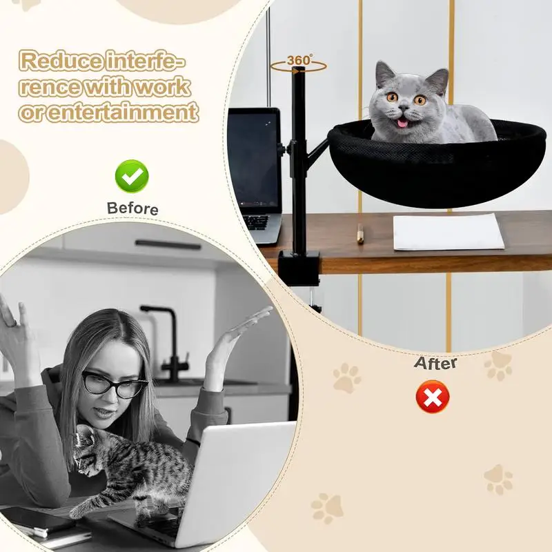 Cat Desk Bed Desk Mounted Cat Bed Hammock 360 Rotating Nest Pet Supplies with Removable Washable Cover Modern Decor for Home
Cat Desk Bed Desk Mounted Cat Bed Hammock 360 Rotating Nest Pet Supplies with Removable Washable Cover Modern Decor for Home