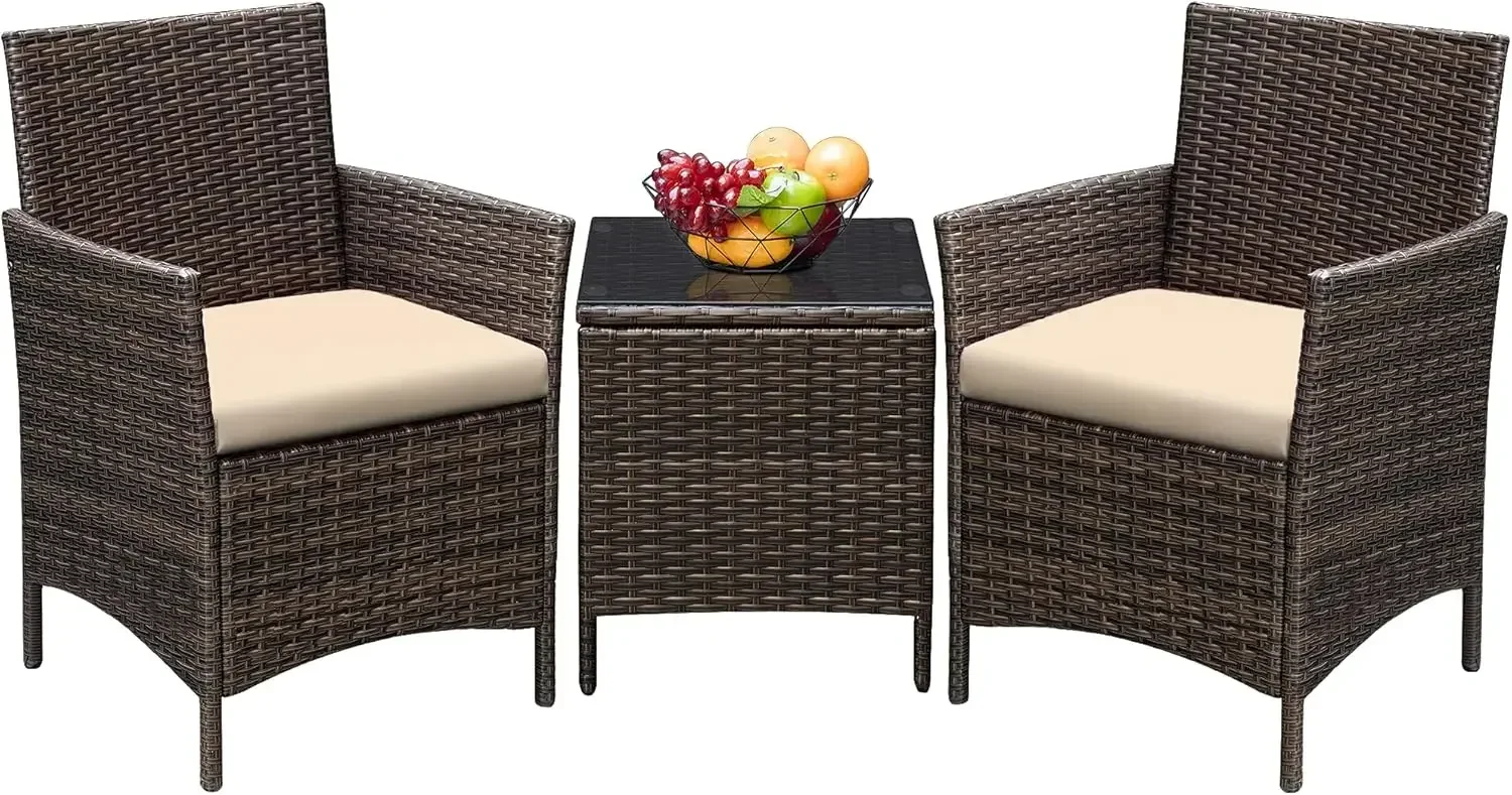 3 Pieces Patio Furniture Sets Outdoor PE Rattan Wicker Chairs with Soft Cushion and Glass Coffee Table for Garden Backyard
3 Pieces Patio Furniture Sets Outdoor PE Rattan Wicker Chairs with Soft Cushion and Glass Coffee Table for Garden Backyard