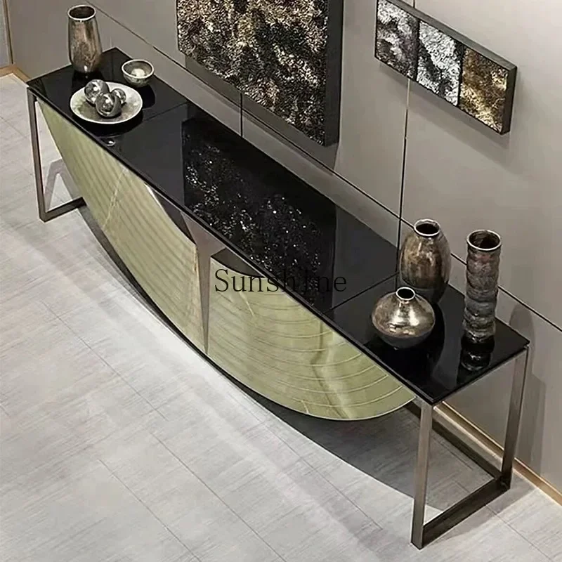 Light luxury marble entrance table, semi-circular entrance cabinet against the wall of the villa
Light luxury marble entrance table, semi-circular entrance cabinet against the wall of the villa