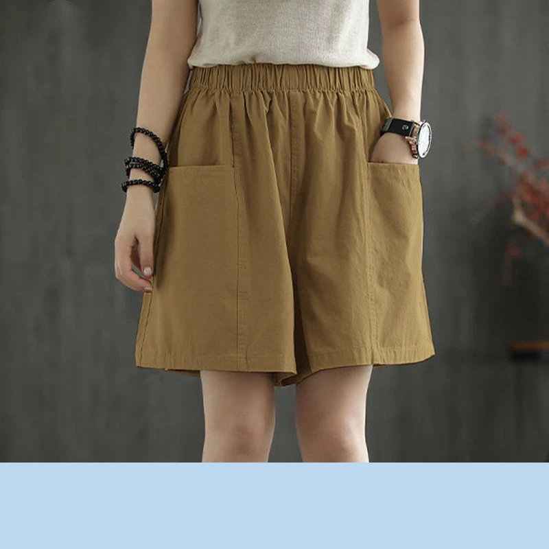 Summer New All-match Pockets Patchwork Shorts Elastic Waist Solid Loose Fashion Wide Leg Pants Vintage Casual Women Clothing
Summer New All-match Pockets Patchwork Shorts Elastic Waist Solid Loose Fashion Wide Leg Pants Vintage Casual Women Clothing