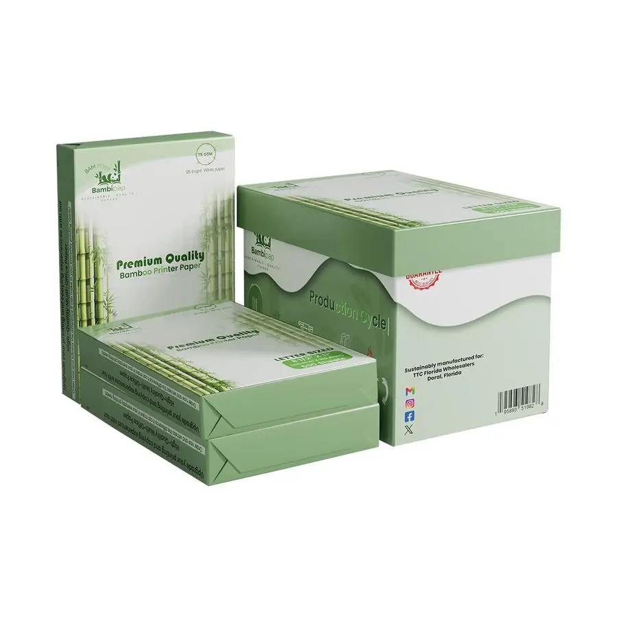 Bamboo Printer Paper 8 1 2 x 11 20LB Multipurpose White Paper Made from Bamboo Fiber, Renewable Resources, Zero Trees Used 3 rea
Bamboo Printer Paper 8 1 2 x 11 20LB Multipurpose White Paper Made from Bamboo Fiber, Renewable Resources, Zero Trees Used 3 rea