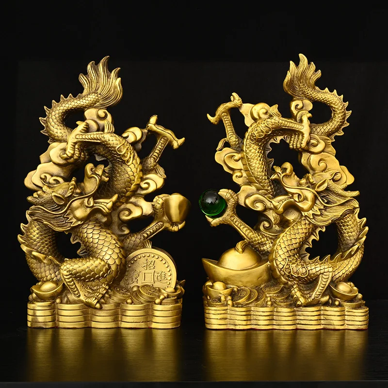 Brass Ornament Copper Han Craft Zodiac Golden Dragon Opening Gift Home Office Decoration
Brass Ornament Copper Han Craft Zodiac Golden Dragon Opening Gift Home Office Decoration