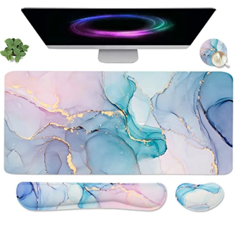 4-in-1 Large Gaming Mouse Pad, Keyboard Wrist Rest Pad and Wrist Support Mousepad Set, Extended Desk Pad Waterproof Desk Mat fo
4-in-1 Large Gaming Mouse Pad, Keyboard Wrist Rest Pad and Wrist Support Mousepad Set, Extended Desk Pad Waterproof Desk Mat fo