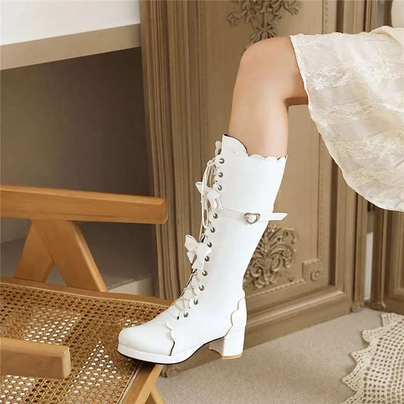 YQBTDL 2025 Kawaii Cosplay Sweet Mid-calf Boots for Princess Autumn Winter Double Bow Cross-tied Long Party Shoes for Women
YQBTDL 2025 Kawaii Cosplay Sweet Mid-calf Boots for Princess Autumn Winter Double Bow Cross-tied Long Party Shoes for Women