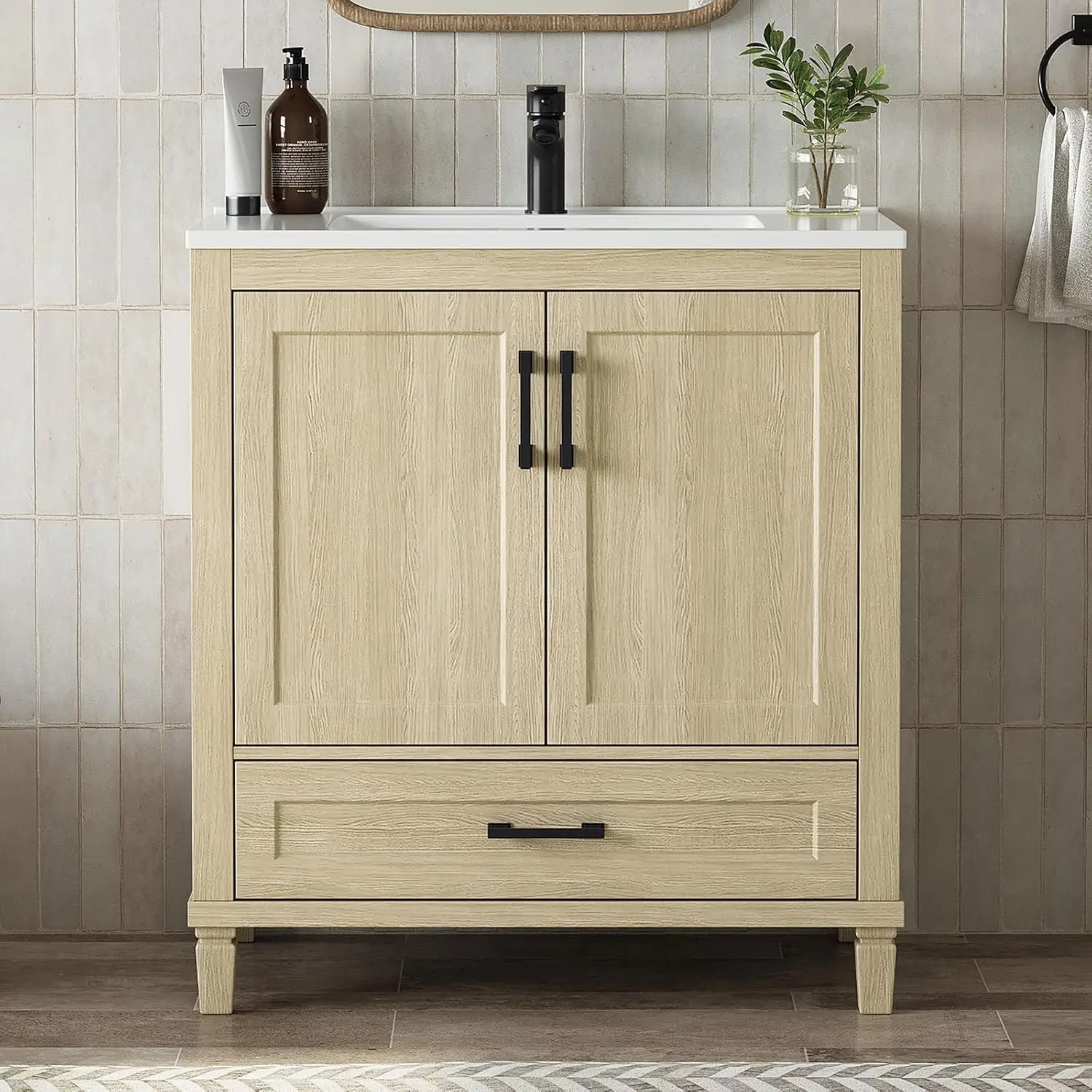 30 Inch Bathroom Vanity with Sink, Modern Bathroom Cabinet with Solid Composite Sink, Oak Vanity with Soft-Closing, Custom
30 Inch Bathroom Vanity with Sink, Modern Bathroom Cabinet with Solid Composite Sink, Oak Vanity with Soft-Closing, Custom