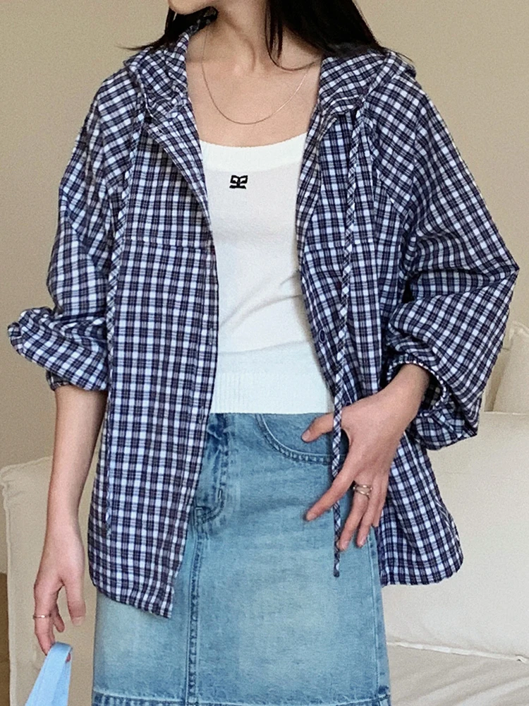 Рубашка-куртка Boran 2026 в корейском стиле, свободного кроя, с длинным рукавом, защита от солнца, в клетку, женская повседневная верхняя одежда из смесового полиэстера и хлопка
Рубашка-куртка Boran 2026 в корейском стиле, свободного кроя, с длинным рукавом, защита от солнца, в клетку, женская повседневная верхняя одежда из смесового полиэстера и хлопка