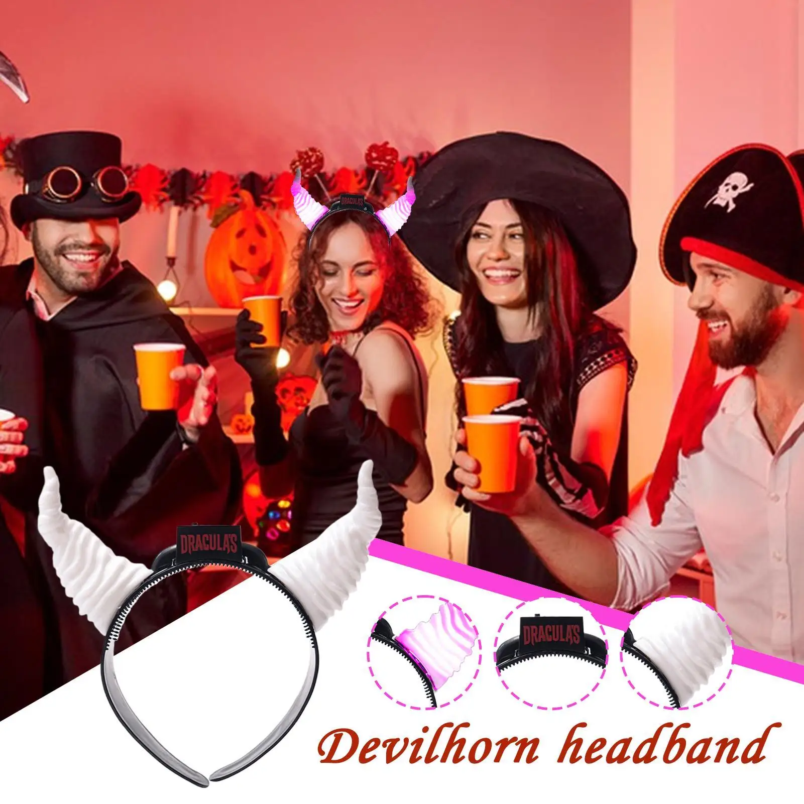 Demon Horns Headband Halloween Glowing LED Role-Play Headband Adjustable Headdress For Girls Men Women Kids Teens Dancers Event
Demon Horns Headband Halloween Glowing LED Role-Play Headband Adjustable Headdress For Girls Men Women Kids Teens Dancers Event