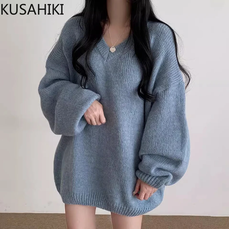 KUSAHIKI Korean Chic Autumn Winter French Style V-neck Versatile Solid Color Long Sleeved Pullover Knitted Sweater for Women
KUSAHIKI Korean Chic Autumn Winter French Style V-neck Versatile Solid Color Long Sleeved Pullover Knitted Sweater for Women