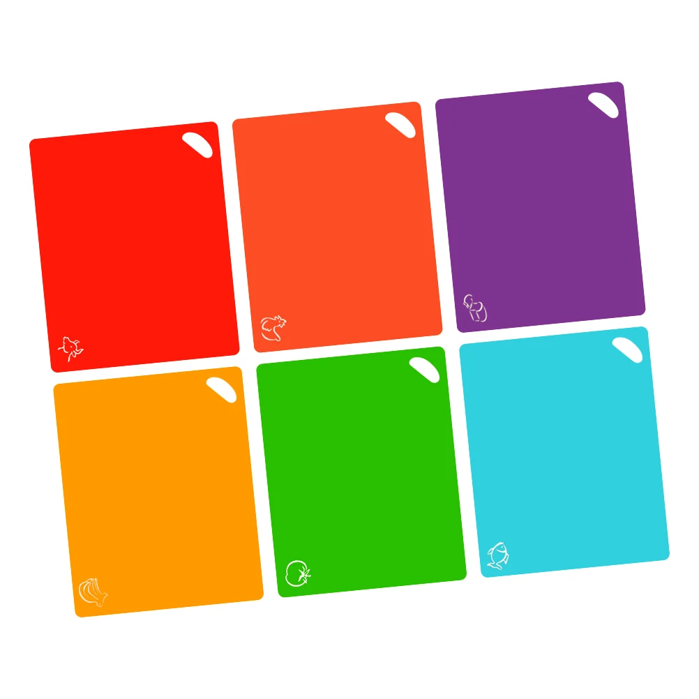 6pcs Classification Cutting Boards Multi purpose Plastic Kitchen Tools Six Color Separate Chopping Boards Smooth Edges Safe
6pcs Classification Cutting Boards Multi purpose Plastic Kitchen Tools Six Color Separate Chopping Boards Smooth Edges Safe