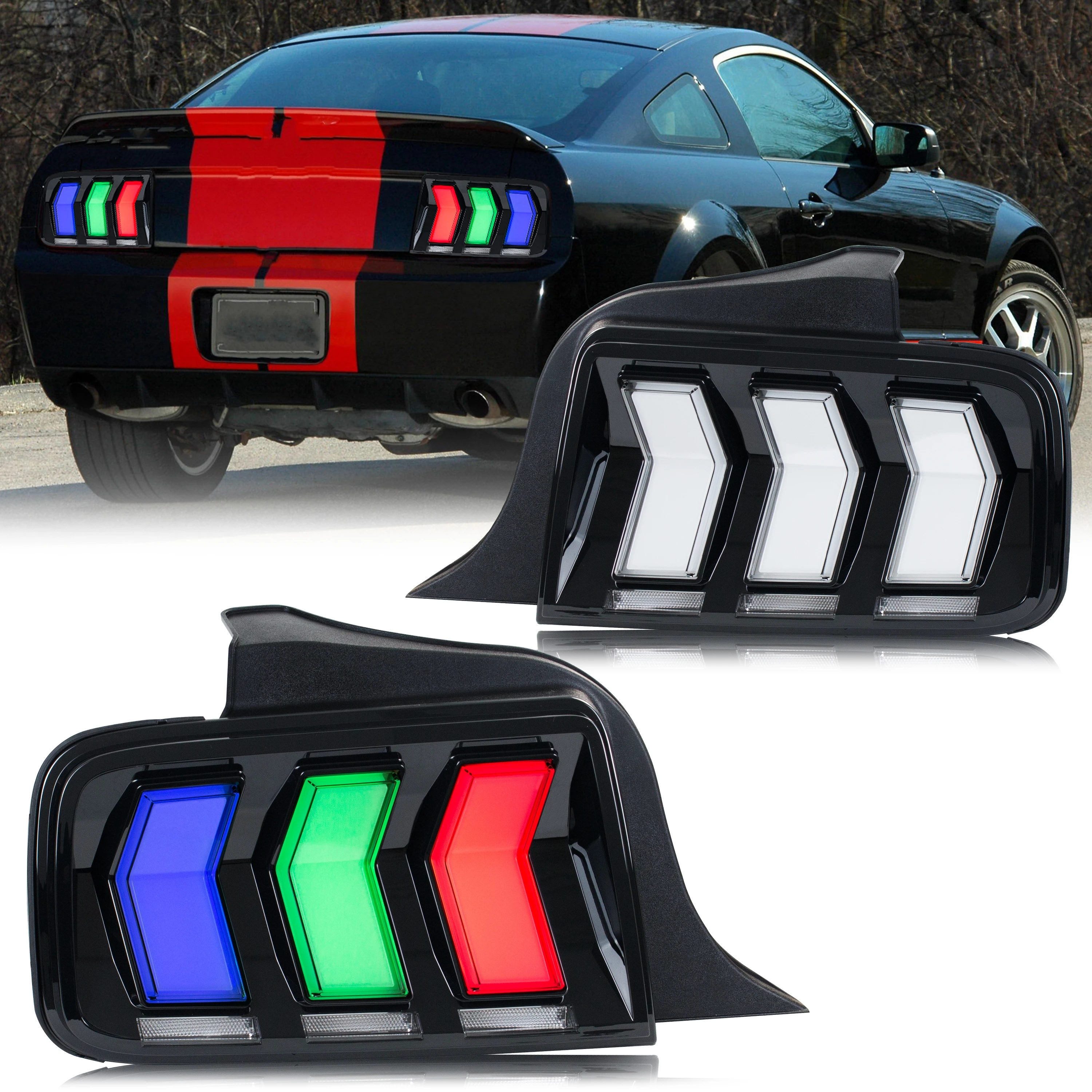 LED RGB Tail Lights for Ford Mustang 2005-2009 S-197 GT Shelby Dynamic Animation Colorful Pair Rear Lamps Assembly
LED RGB Tail Lights for Ford Mustang 2005-2009 S-197 GT Shelby Dynamic Animation Colorful Pair Rear Lamps Assembly