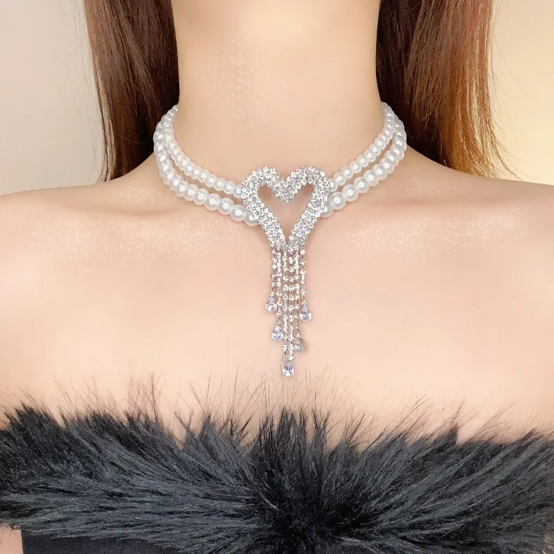 Heavy Industry Fashion High Sense Double Layer Pearl Diamond Zircon Love Tassel Necklace Women's Niche Light Luxury Temperament
Heavy Industry Fashion High Sense Double Layer Pearl Diamond Zircon Love Tassel Necklace Women's Niche Light Luxury Temperament