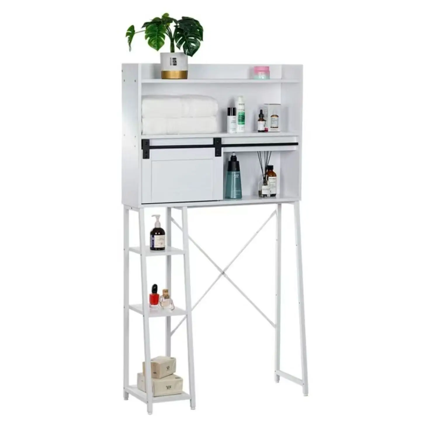 Over The Toilet Storage Cabinet with Toilet Paper Stand, Mass-Storage Over Toilet Bathroom Organizer with Sliding Door, Space-Sa
Over The Toilet Storage Cabinet with Toilet Paper Stand, Mass-Storage Over Toilet Bathroom Organizer with Sliding Door, Space-Sa