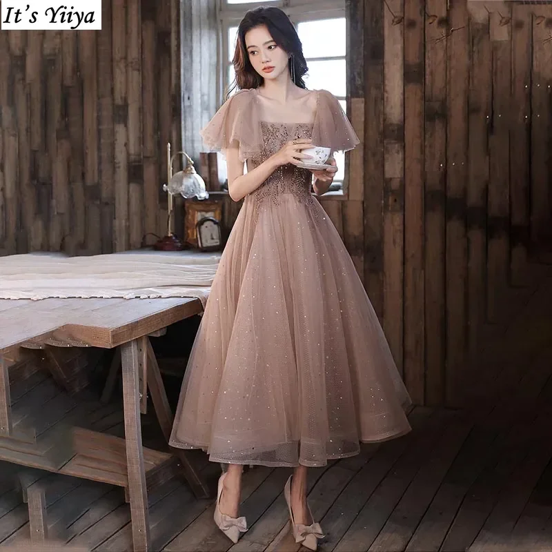 It's Yiiya Customized Evening Dress Khaki Appliques Short Sleeves Square Collar Ankle-Length Plus size Woman Formal Party Gowns
It's Yiiya Customized Evening Dress Khaki Appliques Short Sleeves Square Collar Ankle-Length Plus size Woman Formal Party Gowns