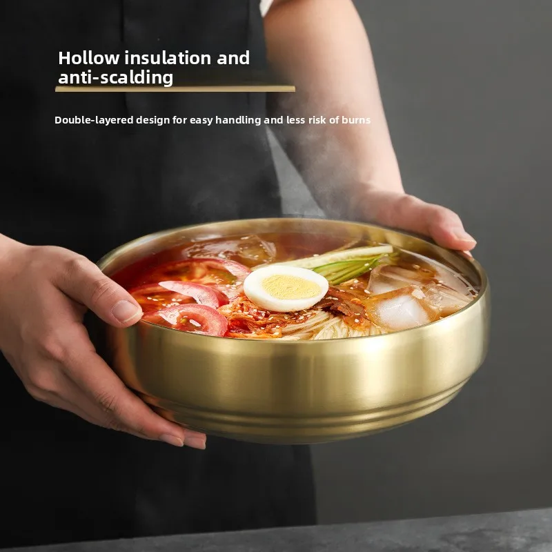 CX stainless steel cold noodle bowl Korean gold double-layer heat insulation bowl Large diameter and increased capacity
CX stainless steel cold noodle bowl Korean gold double-layer heat insulation bowl Large diameter and increased capacity