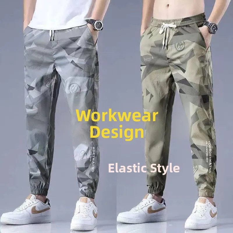 Мужские повседневные рабочие брюки из ледяного шелка с камуфляжным принтом, ультратонкие, быстросохнущие, спортивные, свободного кроя, с манжетами, средней посадки
Мужские повседневные рабочие брюки из ледяного шелка с камуфляжным принтом, ультратонкие, быстросохнущие, спортивные, свободного кроя, с манжетами, средней посадки