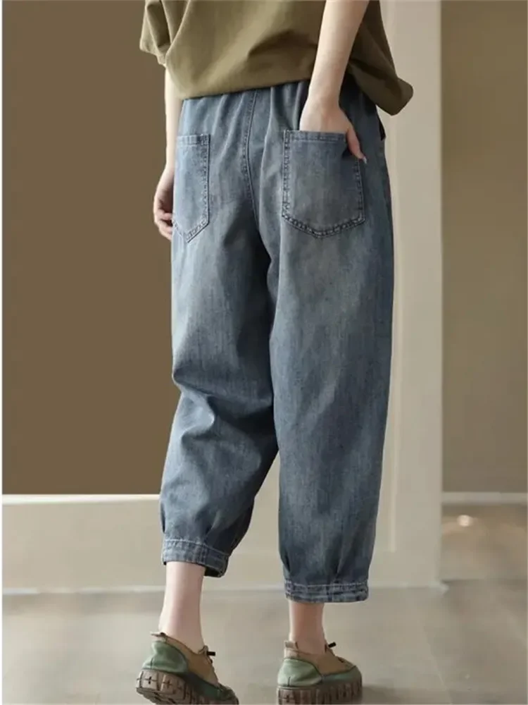 Denim Pant 2023 New Loose Distressed Jeans Women's Summer Vintage Versatile Lines Embroidered Elastic Waist Ankle-length Pants
Denim Pant 2023 New Loose Distressed Jeans Women's Summer Vintage Versatile Lines Embroidered Elastic Waist Ankle-length Pants