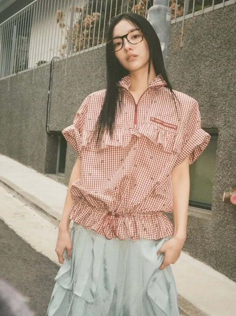 Cute Cool Girl Summer 2026 Korean Style Checkered Short Sleeve Shirt Drawstring Casual Loose Fit Slimming Commute Top for Women
Cute Cool Girl Summer 2026 Korean Style Checkered Short Sleeve Shirt Drawstring Casual Loose Fit Slimming Commute Top for Women