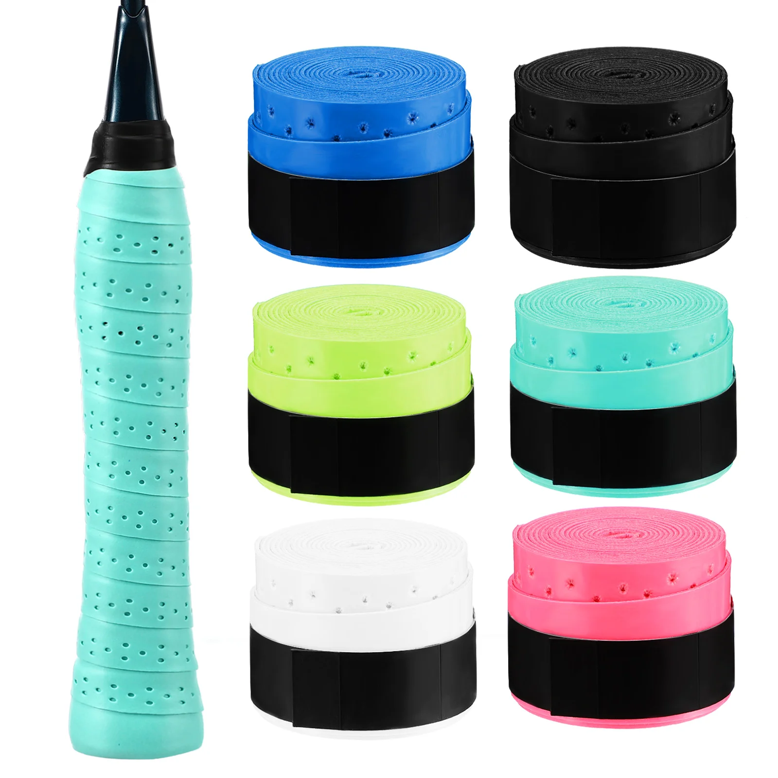6 Rolls Grip Tape Comfortable Sweat Absorption Shock Durable PU Badminton Tennis Pickleball Racket Handle Wrap Replacement
6 Rolls Grip Tape Comfortable Sweat Absorption Shock Durable PU Badminton Tennis Pickleball Racket Handle Wrap Replacement