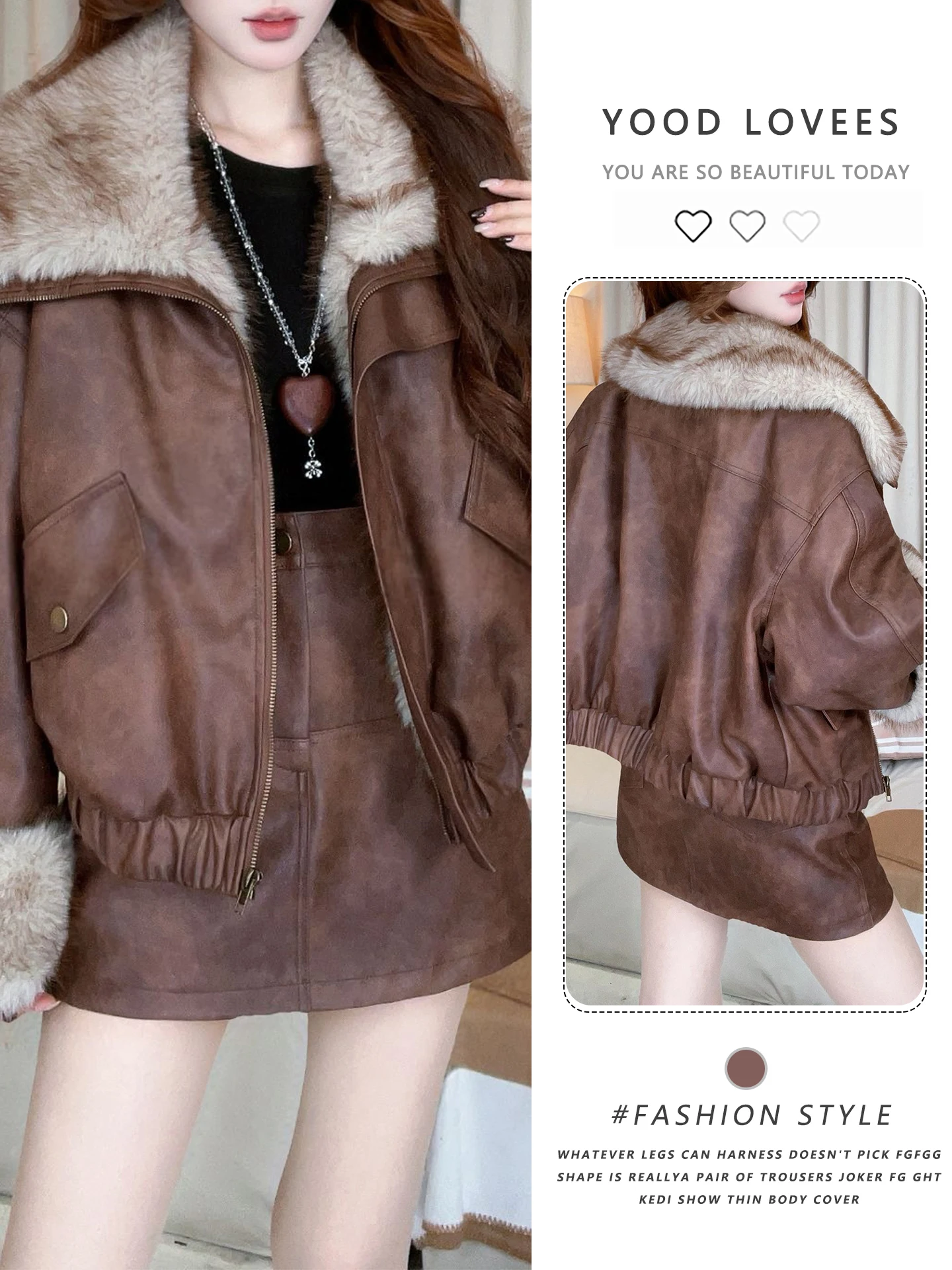 Fashionable Thickened Short Leather Jacket And Skirt Set Women's Winter New Style Ensemble High Waist Short Skirt Zipper Closure
Fashionable Thickened Short Leather Jacket And Skirt Set Women's Winter New Style Ensemble High Waist Short Skirt Zipper Closure