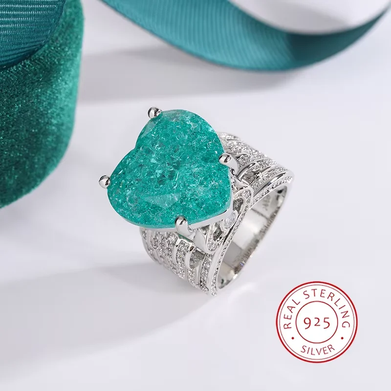 925 Silver New Heart Full Diamond Green Zircon Ring Female Hip Hop Party Birthday Jewelry Gift Wholesale
925 Silver New Heart Full Diamond Green Zircon Ring Female Hip Hop Party Birthday Jewelry Gift Wholesale