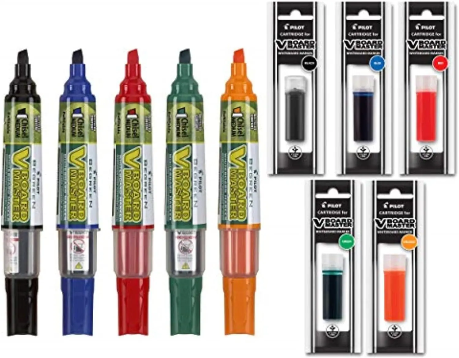 Refillable Dry Erase Markers, Assorted Colors, 5-Pack with 5 Refills, Chisel Tip
Refillable Dry Erase Markers, Assorted Colors, 5-Pack with 5 Refills, Chisel Tip