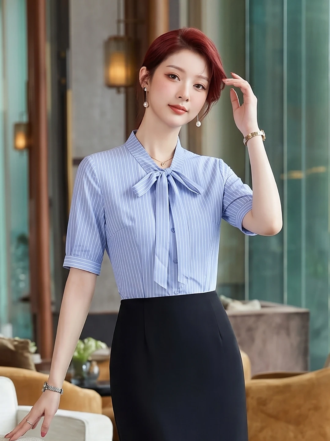 Women's Summer 2026 Knot Striped Shirt Commute Interview Formal Small Professional Shirt Comfortable Breathable Pol...
Women's Summer 2026 Knot Striped Shirt Commute Interview Formal Small Professional Shirt Comfortable Breathable Pol...