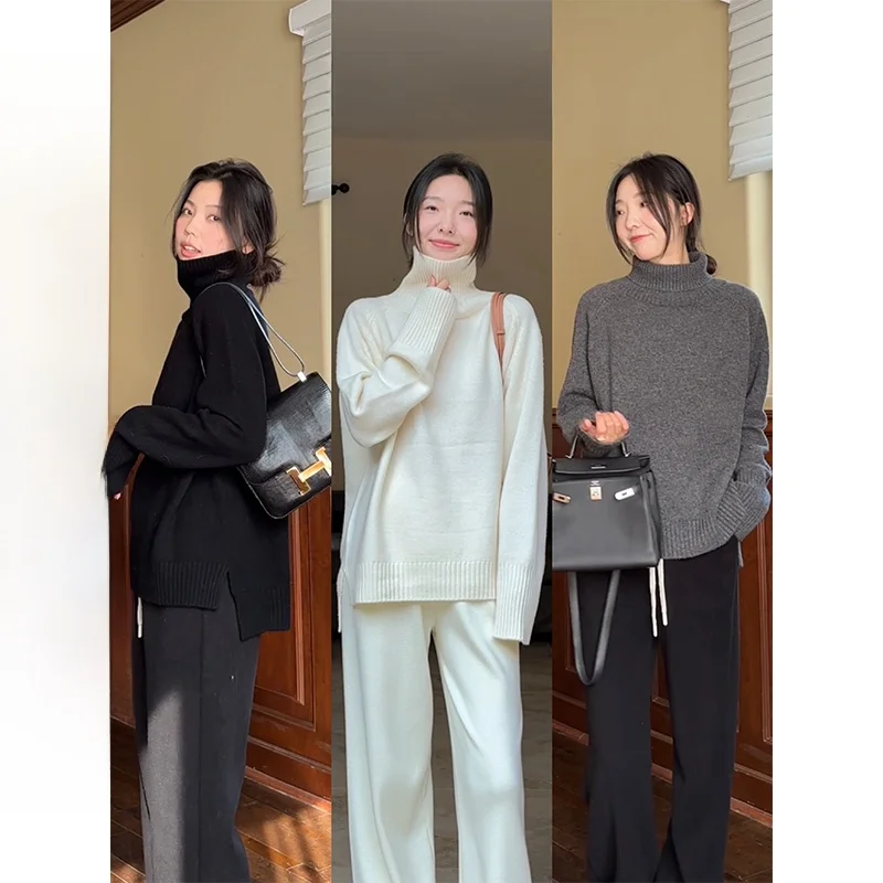 Full Wool Thi High Collar Women's Sweater Loose Winter Faion Versatile Cozy Knitwear Commute Sle Long Sve Crew Ne
Full Wool Thi High Collar Women's Sweater Loose Winter Faion Versatile Cozy Knitwear Commute Sle Long Sve Crew Ne