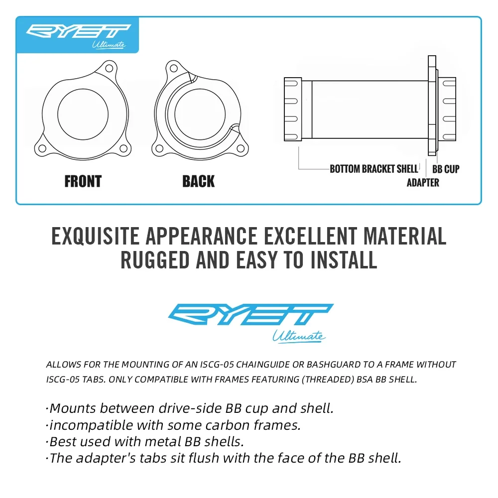 Адаптер RYET MRP ISCG-05 для BSA BB Shell, преобразование рамы в ISCG05, стандартное крепление, совместимые велосипедные детали из Chainguide
Адаптер RYET MRP ISCG-05 для BSA BB Shell, преобразование рамы в ISCG05, стандартное крепление, совместимые велосипедные детали из Chainguide