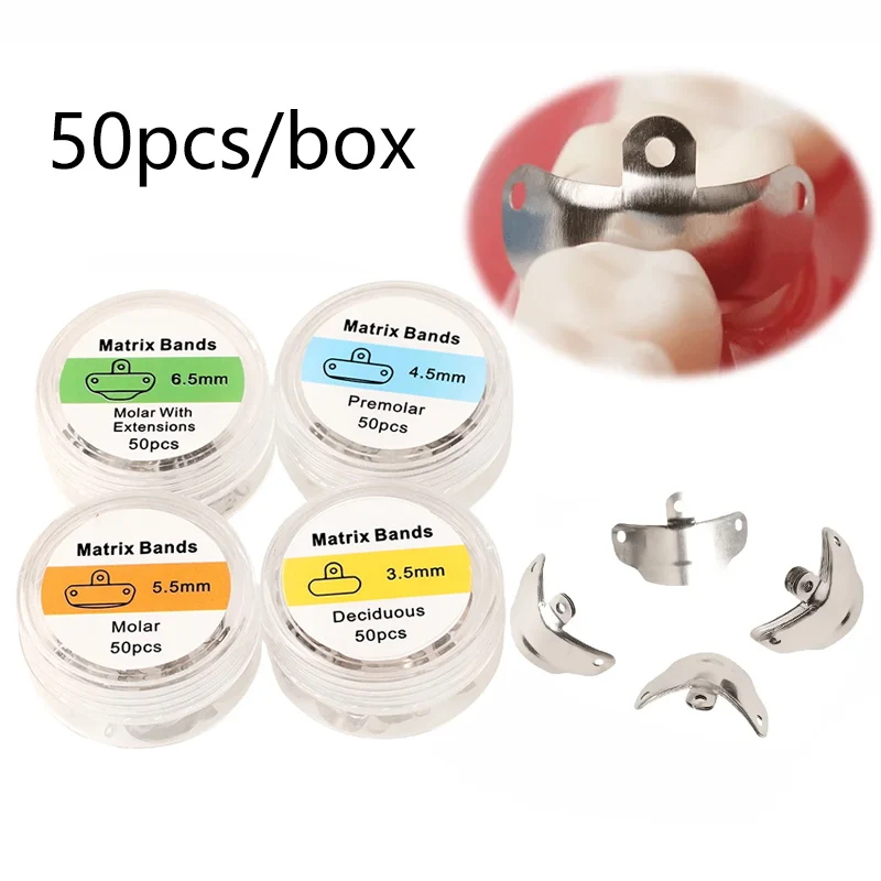 Dental Matrix Bands Set Metal Matrices Sectional Contoured Teeth Replacement Forming Sheet Dentistry Materials 3.5/4.5/5.5/6.5mm
Dental Matrix Bands Set Metal Matrices Sectional Contoured Teeth Replacement Forming Sheet Dentistry Materials 3.5/4.5/5.5/6.5mm