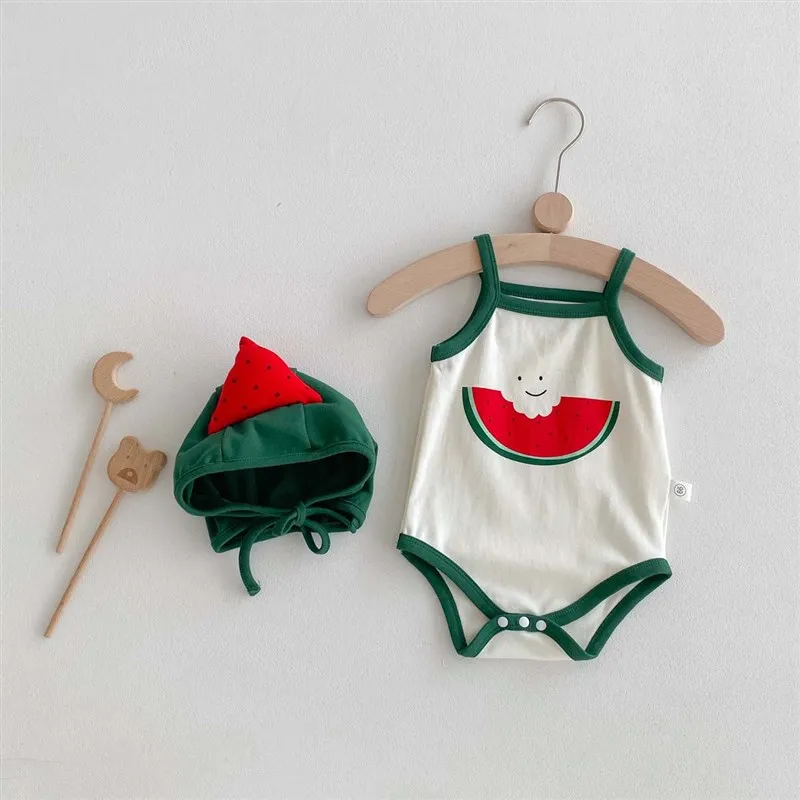 Cute Watermelon Design Infant Romper Thin Sleeveless Summer Korean Style Cotton Fabric Unisex Newborn Baby Clothes
Cute Watermelon Design Infant Romper Thin Sleeveless Summer Korean Style Cotton Fabric Unisex Newborn Baby Clothes
