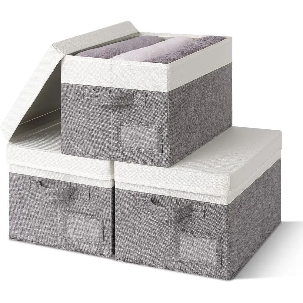 Складные контейнеры для хранения из трех частей серого и цвета слоновой кости с крышками для одежды и полок
Складные контейнеры для хранения из трех частей серого и цвета слоновой кости с крышками для одежды и полок